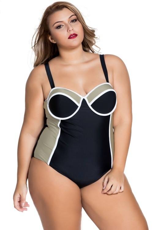 *DIVA RANGE* Black Taupe Underwired Plus Size Monokini