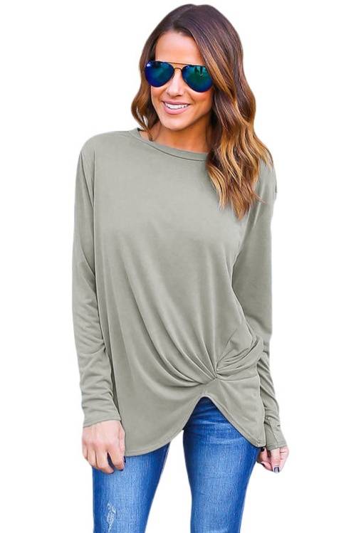 *WILD ROSE* Grey Long Sleeves Drape Top - S/M/L/XL/2XL