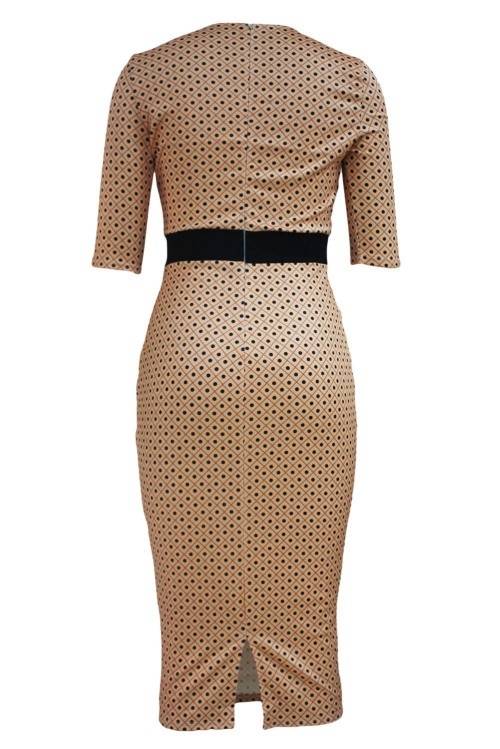 *WILD ROSE* Salmon Printl Half Sleeve Midi Dress - S/L