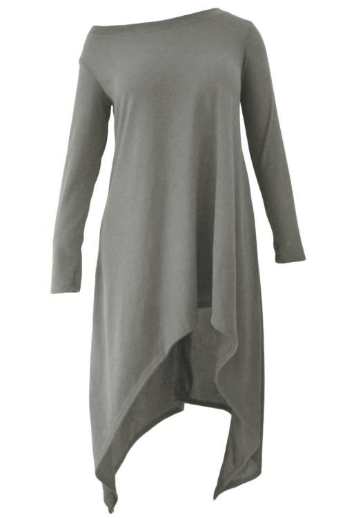 *DIVA RANGE* Grey Asymmetric Hemline Long Sleeve Oversize Sweater - S/M/L