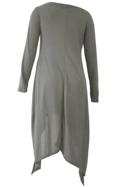 *DIVA RANGE* Grey Asymmetric Hemline Long Sleeve Oversize Sweater - S/M/L