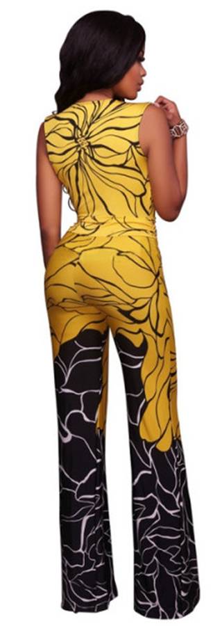 *WILD ROSE* Stylish Rose Printed Deep V Neck Wide Leg Jumpsuit - S/M/L/XL