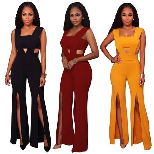 *WILD ROSE* Black High Cut Sexy Jumpsuit - S/M/L/XL/2XL/3XL