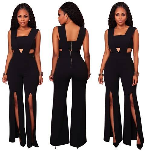 *WILD ROSE* Black High Cut Sexy Jumpsuit - S/M/L/XL/2XL/3XL