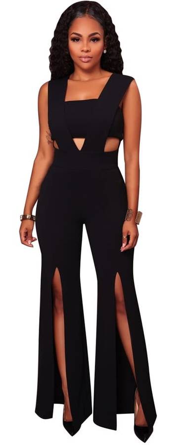 *WILD ROSE* Black High Cut Sexy Jumpsuit - S/M/L/XL/2XL/3XL