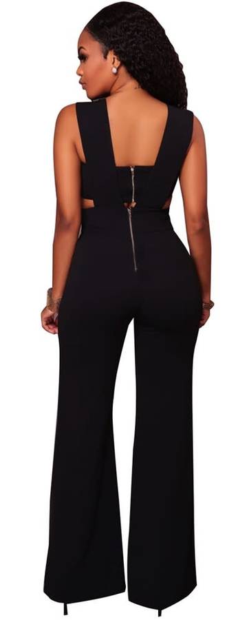*WILD ROSE* Black High Cut Sexy Jumpsuit - S/M/L/XL/2XL/3XL