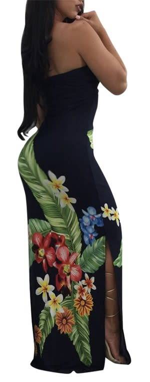*LOCAL STOCK* Clearance! Flower Print Strapless Maxi Dress - MEDIUM