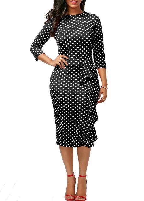 *LOCAL STOCK* *Black & White Polka Dot With Ruffle Detail Midi Dress - XL