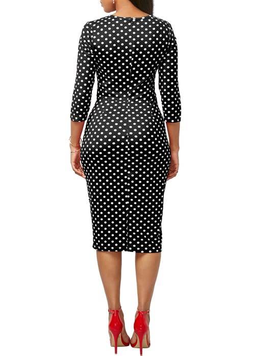 *LOCAL STOCK* *Black & White Polka Dot With Ruffle Detail Midi Dress - XL