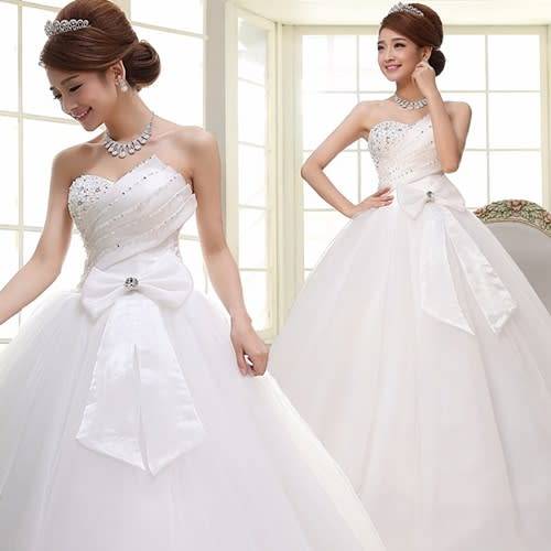 *WILD ROSE* *OFF WHITE* Bow Detail Wedding Gown Strapless Dress - Set Sizes - FREE SHIPPING!