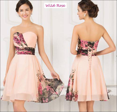 Floral Chiffon Women Prom Gown Evening/Formal/Party/Cocktail/Matric Short Dress