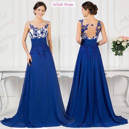 *BLUE FLORAL LACE DETAIL* Wedding/Formal/Party Dress With Sleeves  - SET SIZES - FREE SHIPPING!