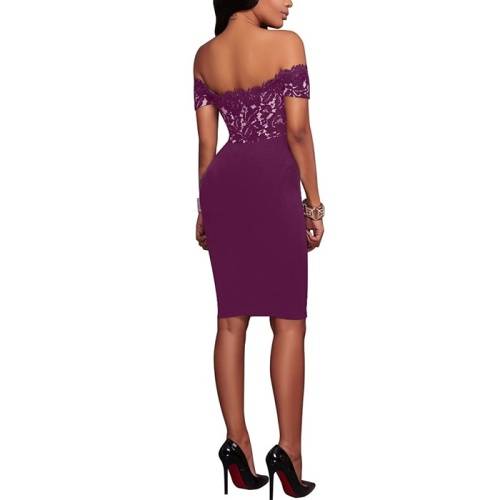 *WILD ROSE* Purple Off Shoulder Lace Upper Party Dress- S/M/L/XL