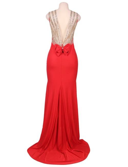 *WILD ROSE* Red Bow Detail Low Back Sleeveless Evening Dress - S/M/L/XL