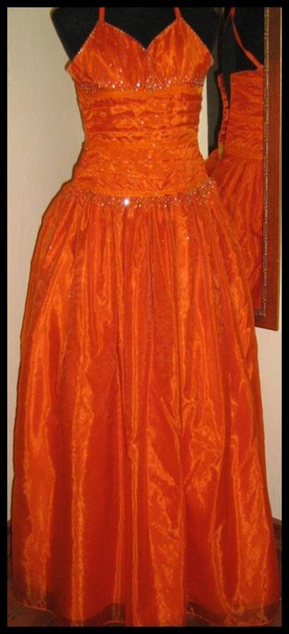 HOT SALE! New Bright Orange Ballgown / Dress SZ 32 (SMALL) - FREE SHIPPING