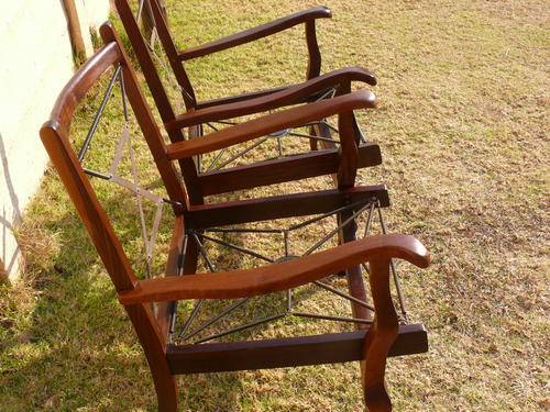 Set of 2 Imbuia arm chairs.Starting at R1