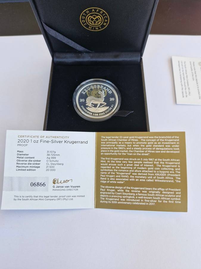 2020 1 oz Fine-Silver Krugerrand (PROOF)