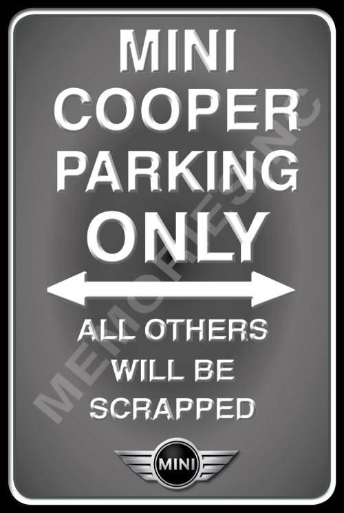Mini Cooper Parking Only - Portrait - Classic Metal Sign
