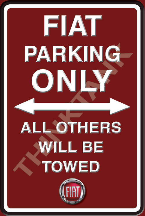 Fiat Parking - Portrait Metal Sign