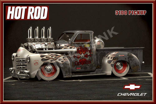 Chevy Pick-up Hot Rod - Metal Sign
