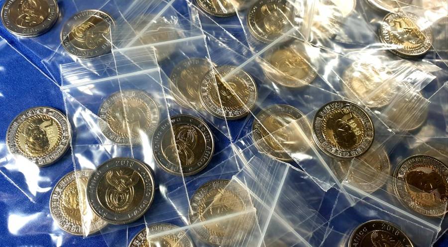 2018 Nelson Mandela Centenary 5 Rand coins from Sealed SA Mint Bag