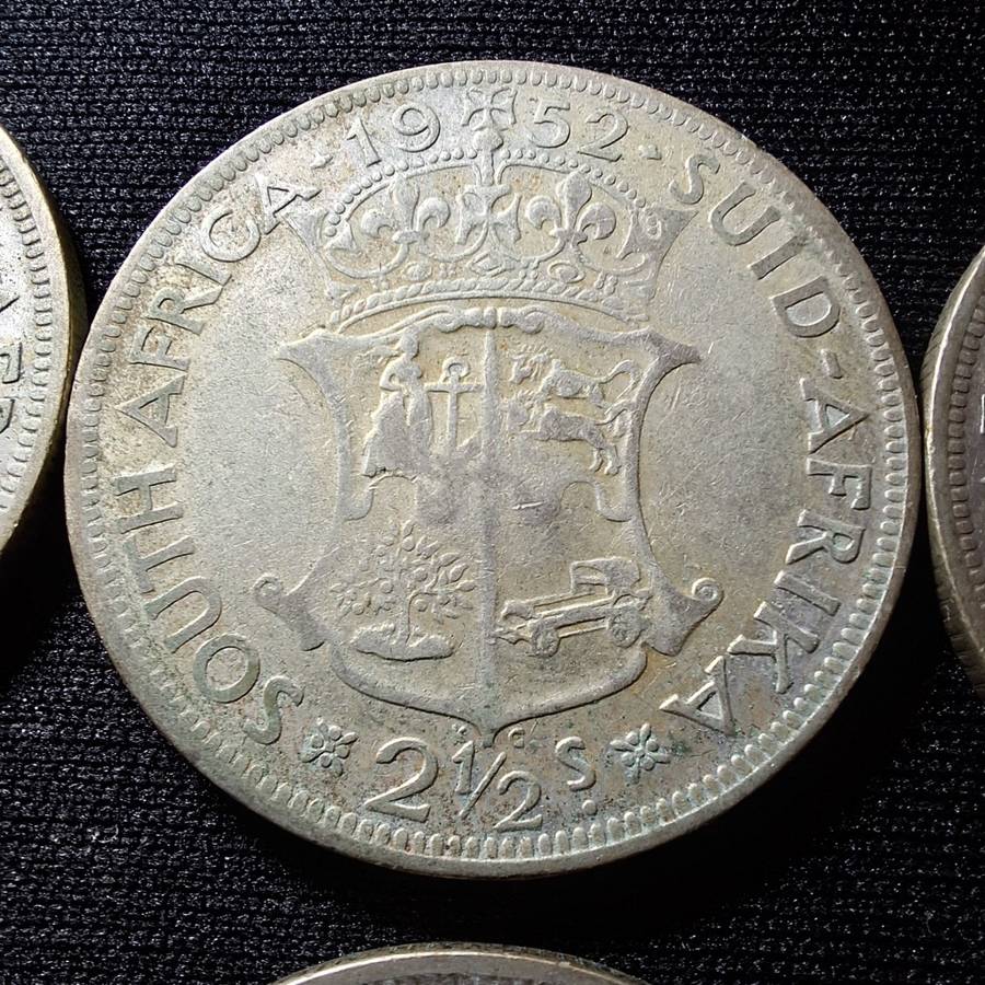 1951 - 1958 South Africa 2 1/2 Shilling Coins