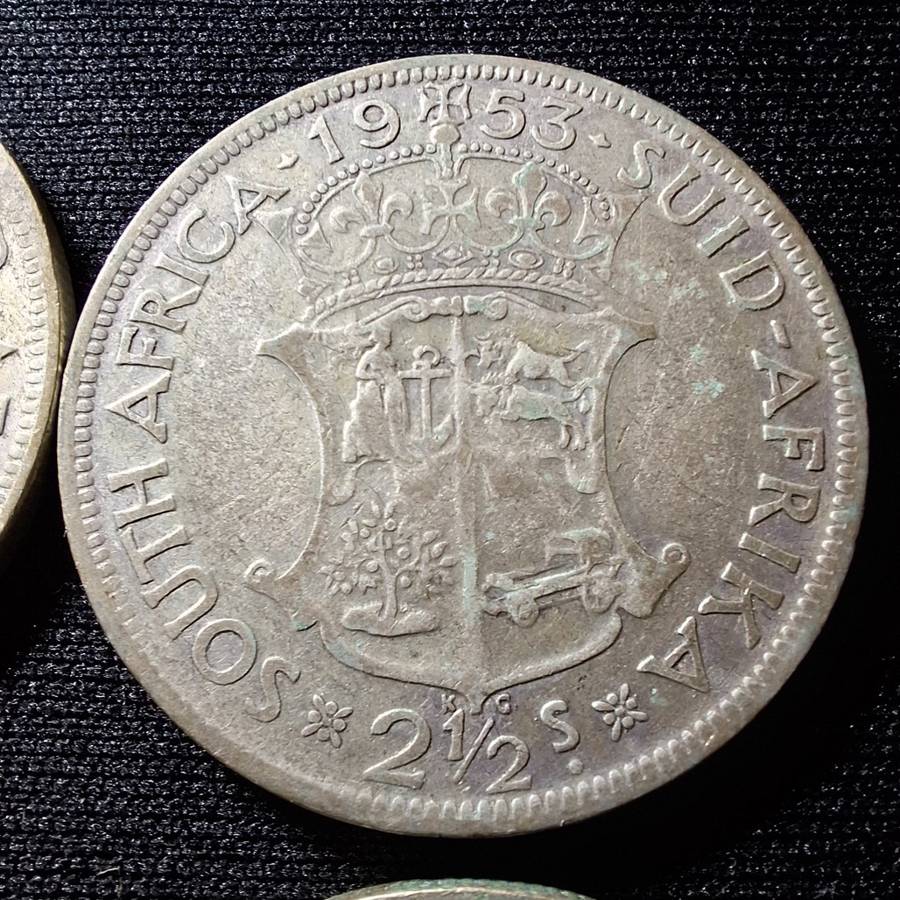 1951 - 1958 South Africa 2 1/2 Shilling Coins