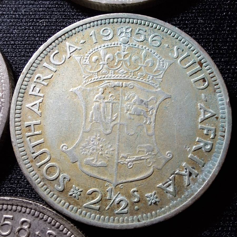 1951 - 1958 South Africa 2 1/2 Shilling Coins
