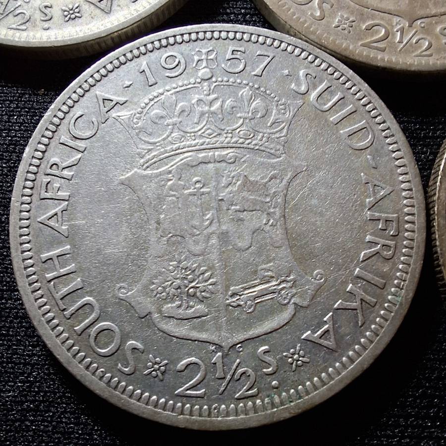 1951 - 1958 South Africa 2 1/2 Shilling Coins