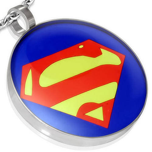 Stainless Steel Superman Pendant - by Dazzling Jewellers