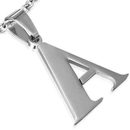 Stainless Steel Alphabet A  Pendant - by Dazzling Jewellers