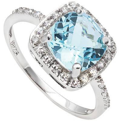 Blue Topaz and Created White Sapphires Dress/Wedding/Engagement Ring