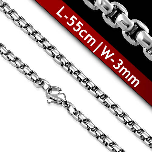 3mm, 55cm Ventian Box Link Chain with Lobster Clasp