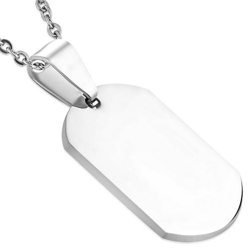 Stainless Steel Engravable Tag Charm Pendant - PAC373