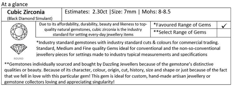 Black Cubic Zirconia / Black Diamond Simulant | Round | 2.30ct | 7mm