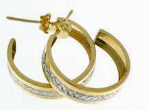 Stunning 9ct Gold Two Tone Designer Hoop