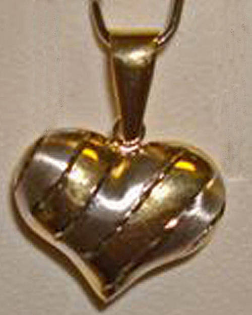 Solid 9ct Gold Designer  Two ToneHeart Pendant