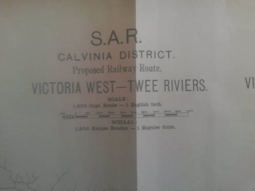 1912 SAR/ZAS Railway Map - Proposed Route Victoria West to Twee Riviers