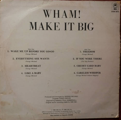 Wham - Make it Big 1984 Vinyl LP SA