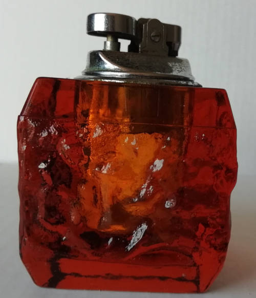 Vintage Koei Unicon Art Glass Table Lighter with Matching Ashtray