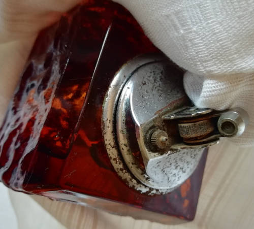 Vintage Koei Unicon Art Glass Table Lighter with Matching Ashtray