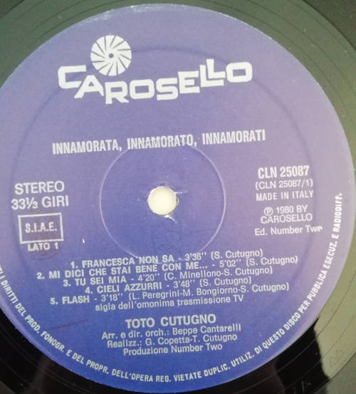 Toto Cutugno - Innamorata, Innamorato, Innamorati 1980 Vinyl LP Italy
