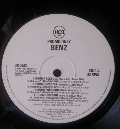 Benz - BoomRockSoul 1995 Vinyl Promo 12` UK