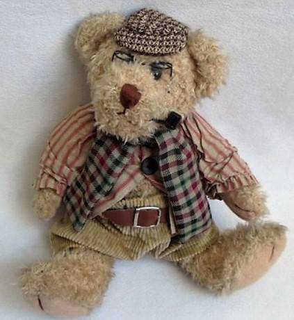 A COLLECTABLE FULLY JOINTED GERMAN GRANDPA BEAR WITH GLASSES AND PIPE!!