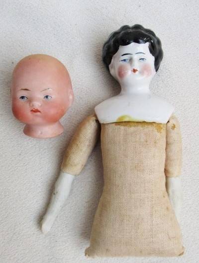 TWO ANTIQUE GERMAN EARLY 1900's BISQUE DOLLS TO COMPLETE!!