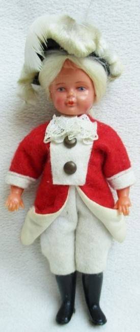 A TINY VINTAGE CELLULOID DOLLY IN OLDE WORLDE RIDING HABIT!!