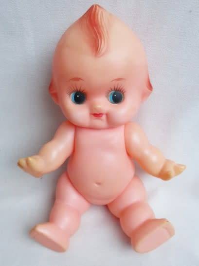 A CUTE 29CM TALL VINTAGE SQUEAKY KEWPIE DOLL MARKED 'MADE IN JAPAN' ON BACK!!