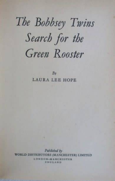 1965 - THE BOBBSEY TWINS SEARCH FOR THE GREEN ROOSTER BY LAURA LEE HOPE!!
