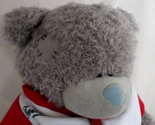 A LARGE TATTY TEDDY  (ME TO YOU)  IN HIS 'TEDDY/7' SHIRT