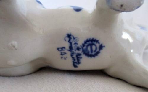 TWO HAND PAINTED DELFT BLUE COW CREAMERS - ONE DEFINITELY VINTAGE